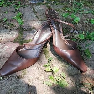Ralph Lauren Brown leather Sling Backs